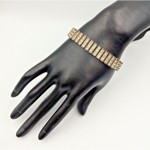 Vintage Bojar Sterling Silver 925 Clear Rhinestone Tennis Bracelet Art-Deco - Picture 9 of 16